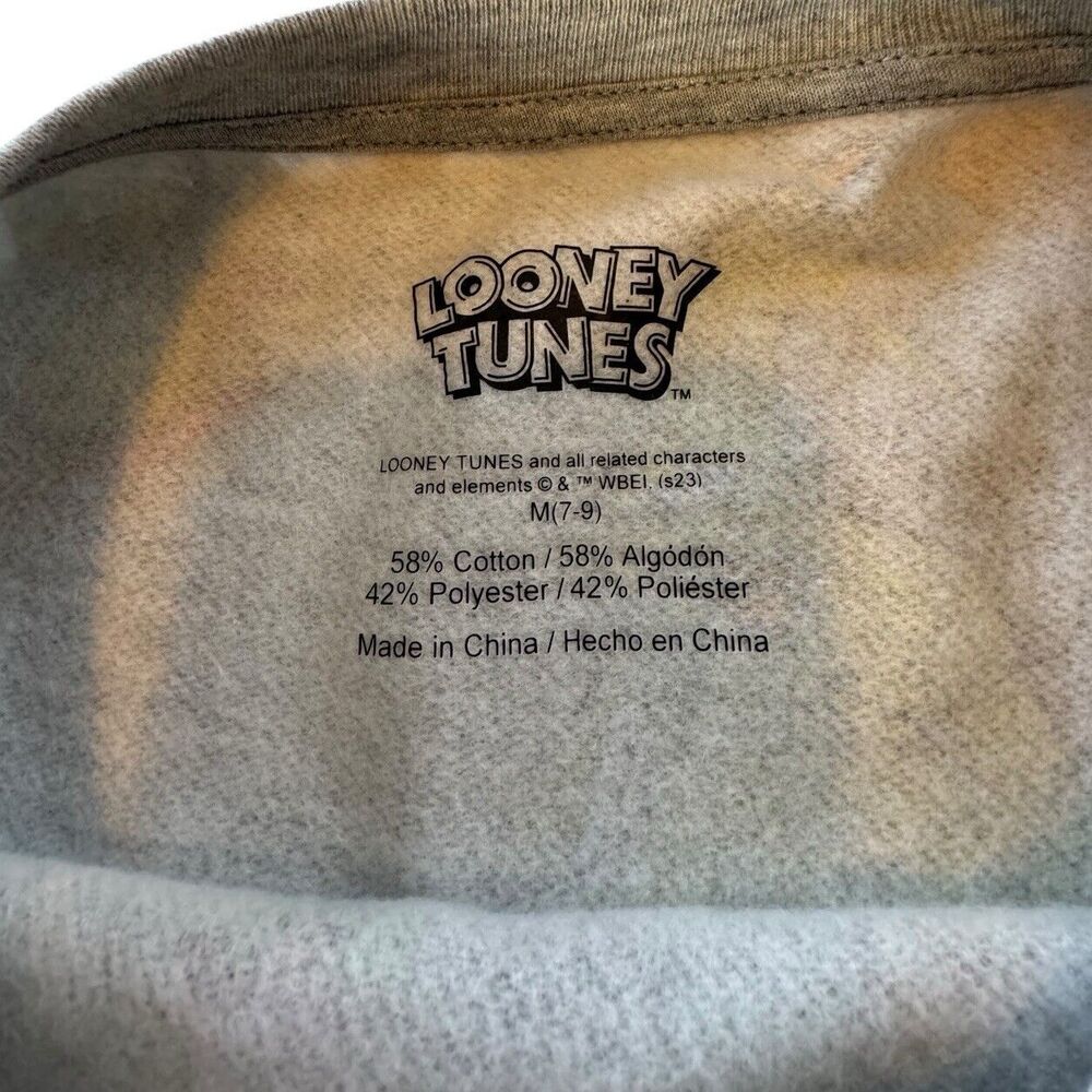 Looney Tunes Characters Sweatshirt Long Sleeve Graphic Gray Size Medium (7-9) - Picture 8 of 9